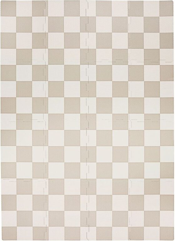 3 Sprouts - Skumgulv Til Børn - Checkerboard Beige - 171x123 Cm