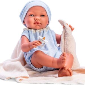 Asi - Pablo Baby Dukke - Dreng - 43 Cm - Lyseblåt Tøj Med Tæppe