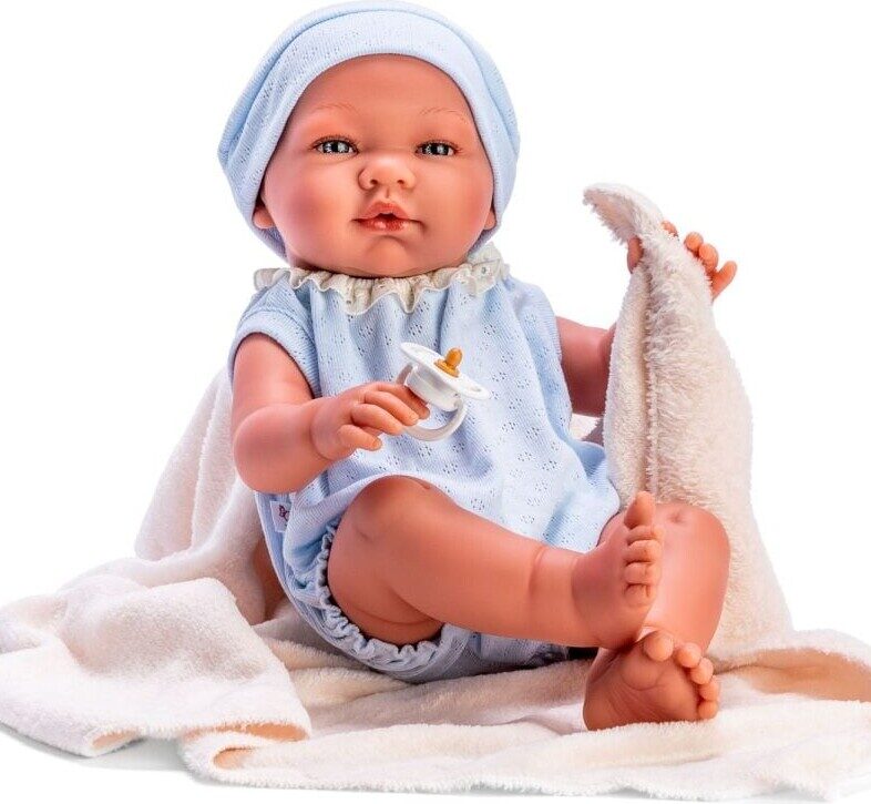 Asi - Pablo Baby Dukke - Dreng - 43 Cm - Lyseblåt Tøj Med Tæppe