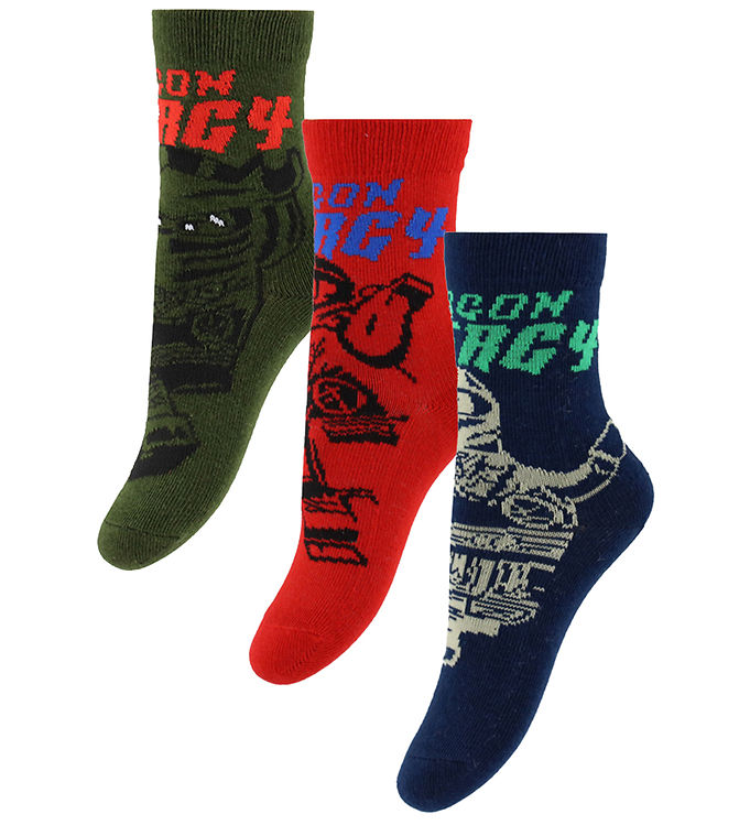 LEGO® Ninjago Strømper - 3-pak - Blå/Grøn/Rød