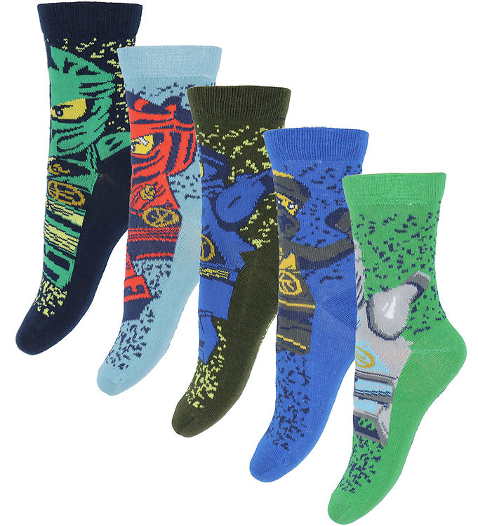 LEGO® Ninjago Strømper - 5-pak - LwaGan - Blå/Grøn