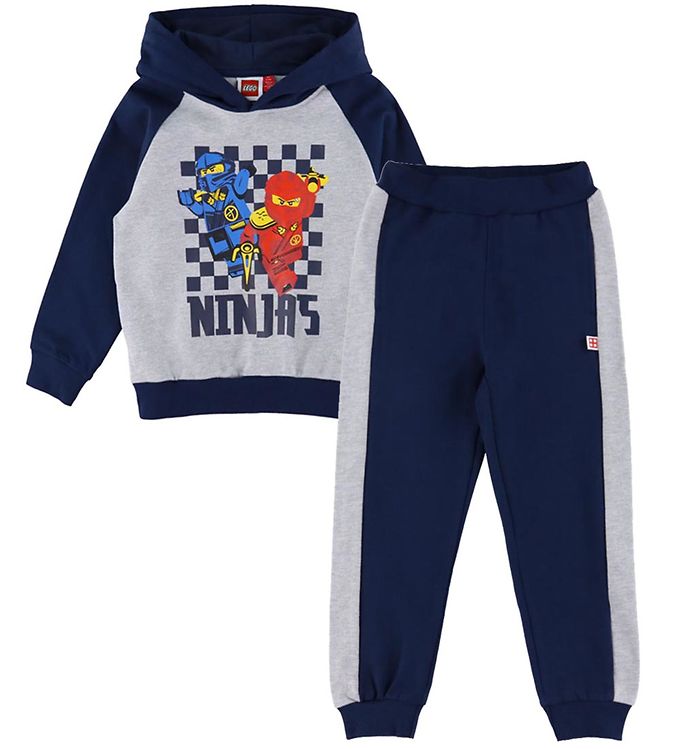LEGOÂ® Ninjago Sweatsæt - LwSian 106 - Gråmeleret/Navy m. Print