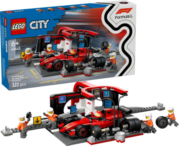 Lego City - F1 Pitstop Og Pitcrew Med Ferrari-bil - 60443