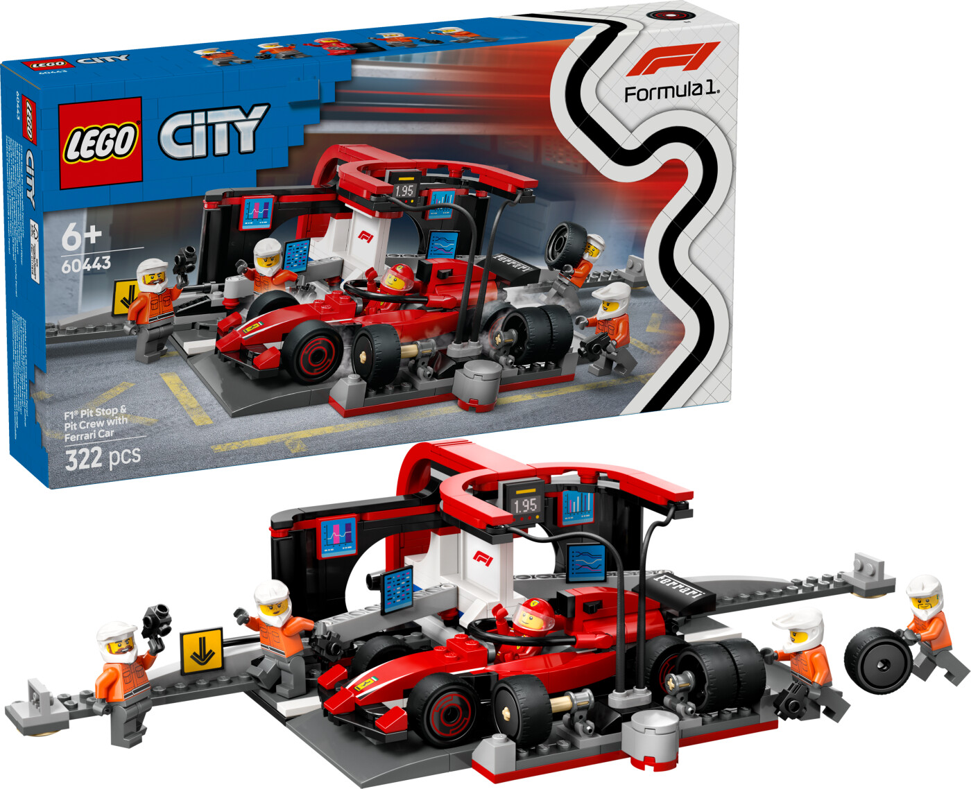 Lego City - F1 Pitstop Og Pitcrew Med Ferrari-bil - 60443