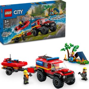 Lego City - Firhjulstrukket Brandbil Med Redningsbåd - 60412
