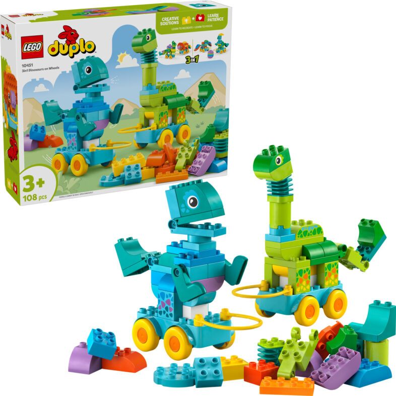 Lego Duplo - 3-i-1 Dinosaurer På Hjul - 10451