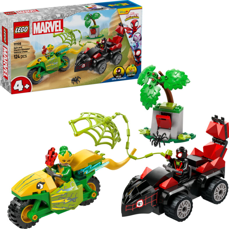 Lego Marvel Spidey - Spin Og Electros Dinosaurkøretøjsjagt - 11198
