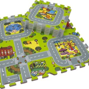 Magni - Skumgulv Med Vej Og By - 9 Stk