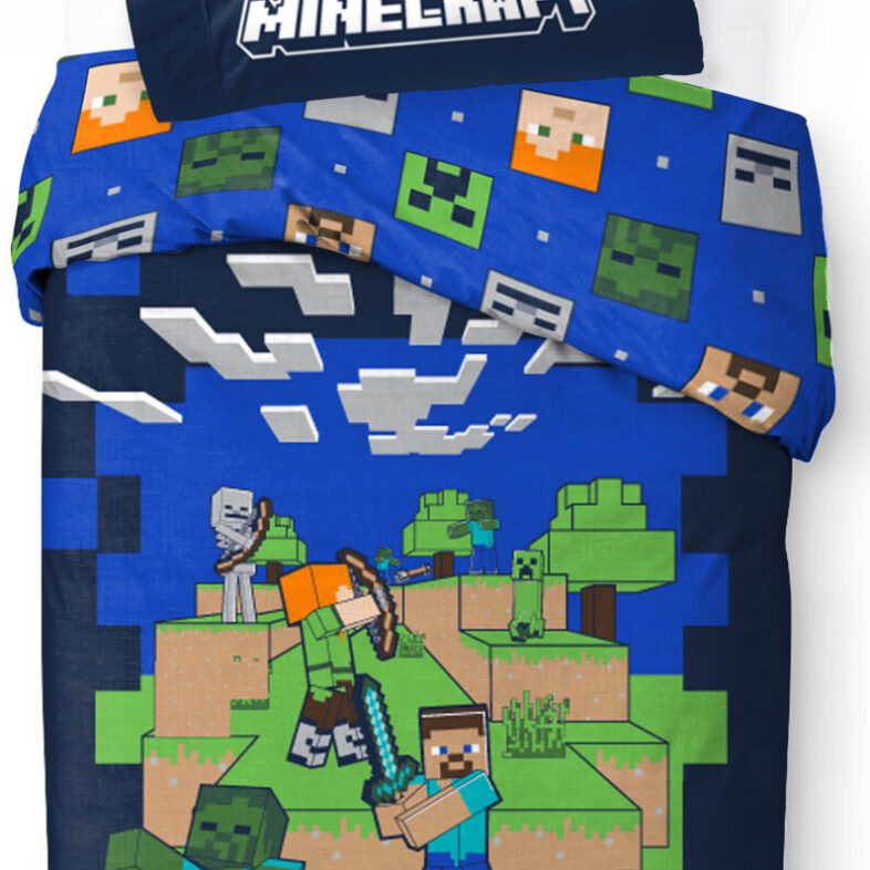 Minecraft Sengetøj - 140x200 Cm - Voksen Str. - Jeg Har Din Ryg